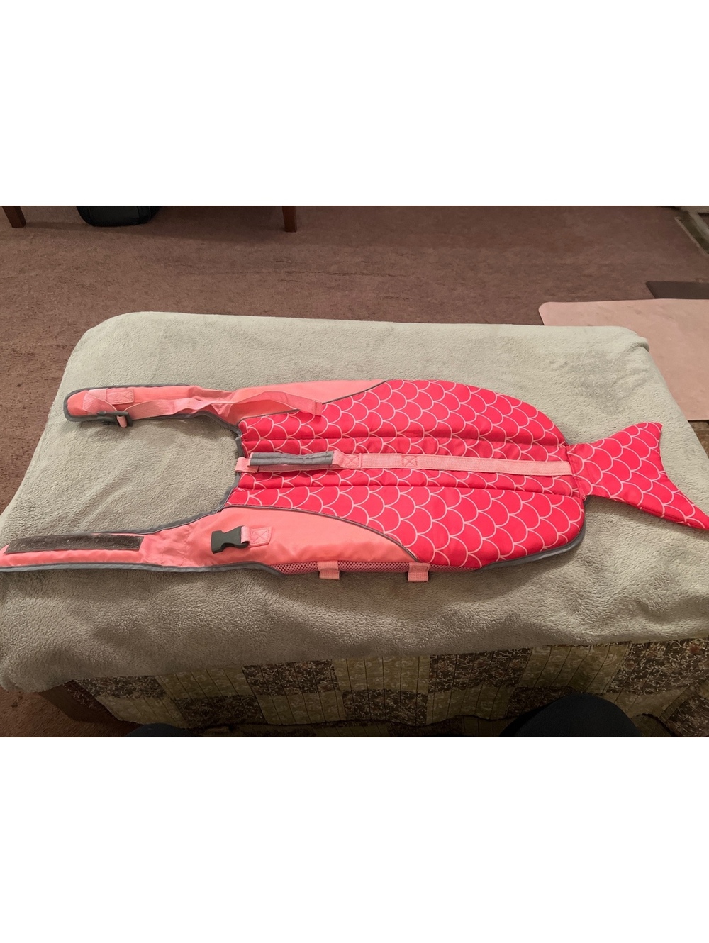 Pink and Red Mermaid Tail Life Jacket with Adjustable Straps
